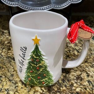 Rae Dunn DECK THE HALLS 19.5 oz mug with oversize 3d Christmas Tree Brand new!